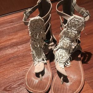 Carlos Santana Beaded Gladiator Sandals